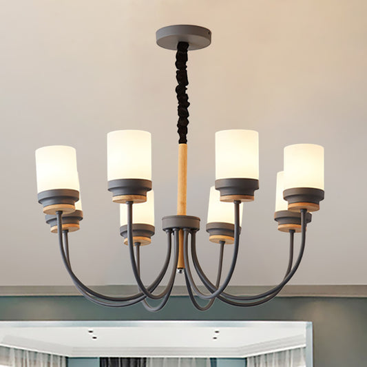 Modern Contemporary Tapered Shade Hanging Chandelier 8 Lights Glass Hanging Pendant Lights for Living Room Clearhalo 'Ceiling Lights' 'Chandeliers' Lighting' options 236366