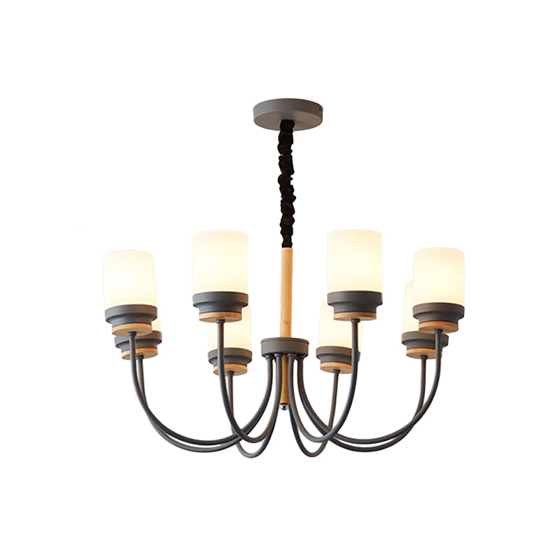 Modern Contemporary Tapered Shade Hanging Chandelier 8 Lights Glass Hanging Pendant Lights for Living Room Clearhalo 'Ceiling Lights' 'Chandeliers' Lighting' options 236367