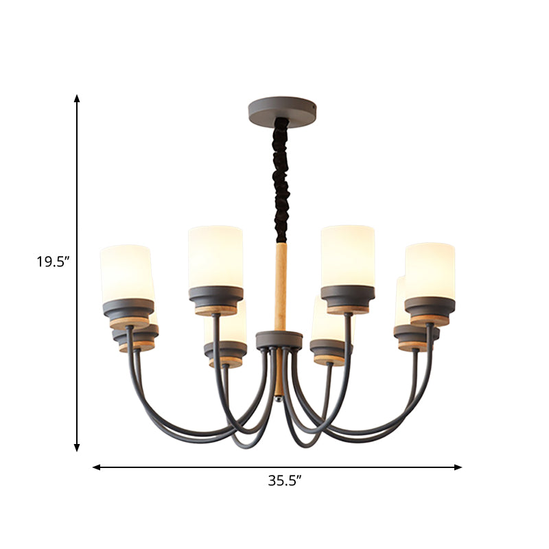 Modern Contemporary Tapered Shade Hanging Chandelier 8 Lights Glass Hanging Pendant Lights for Living Room Clearhalo 'Ceiling Lights' 'Chandeliers' Lighting' options 236368