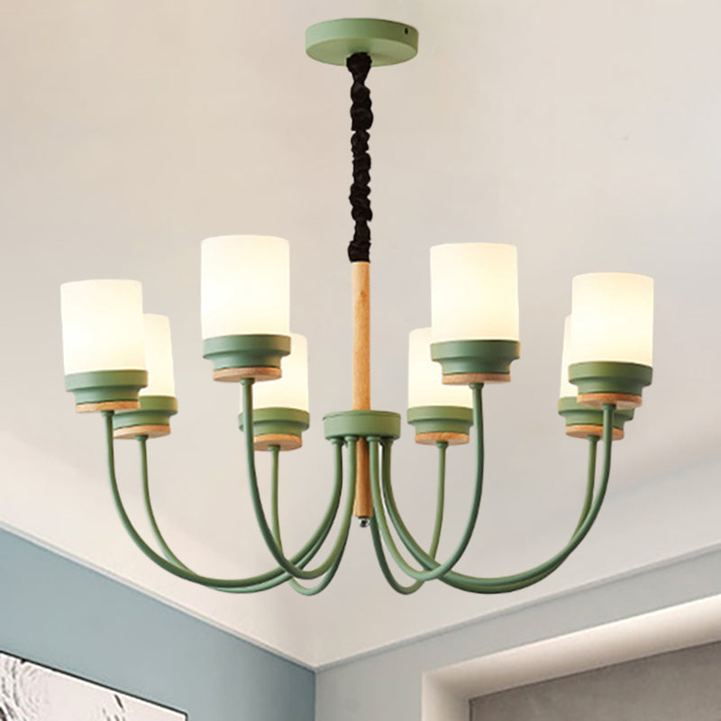 Modern Contemporary Tapered Shade Hanging Chandelier 8 Lights Glass Hanging Pendant Lights for Living Room Green Clearhalo 'Ceiling Lights' 'Chandeliers' Lighting' options 236369_bdc344c6-defa-431a-8489-0e687763c790