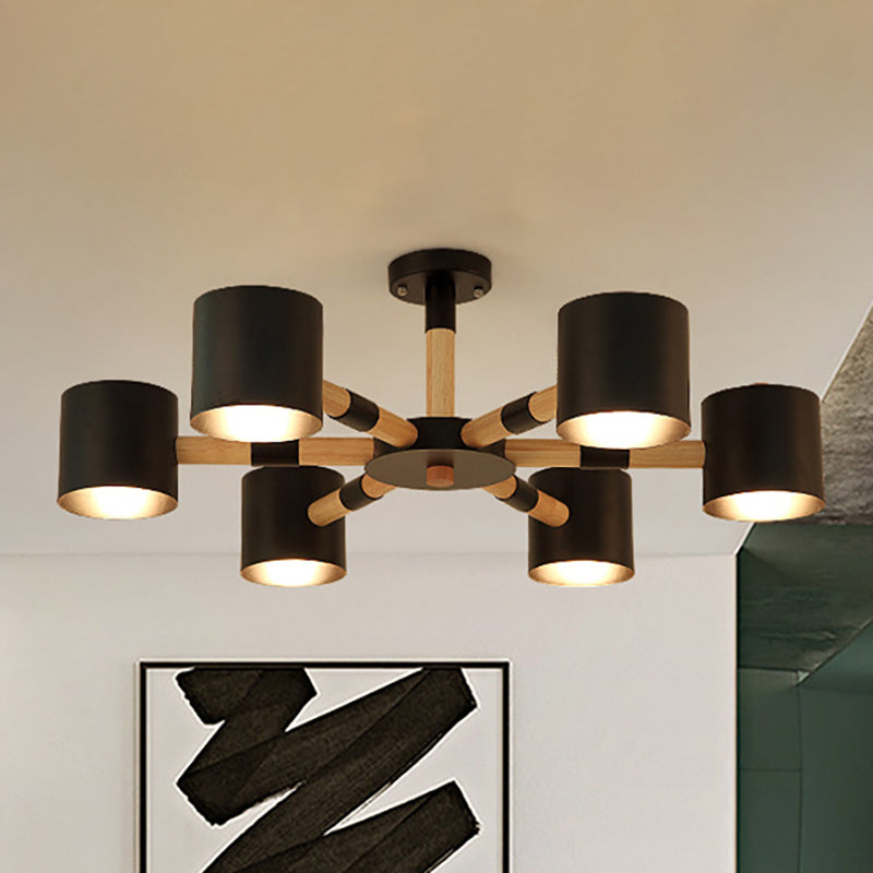 Cylinder Living Room Hanging Lights Metal Nordic Hanging Pendant Fixture Black Clearhalo 'Ceiling Lights' 'Chandeliers' Lighting' options 236373_bb80a5a9-bfdb-4931-9d68-466cee68c435