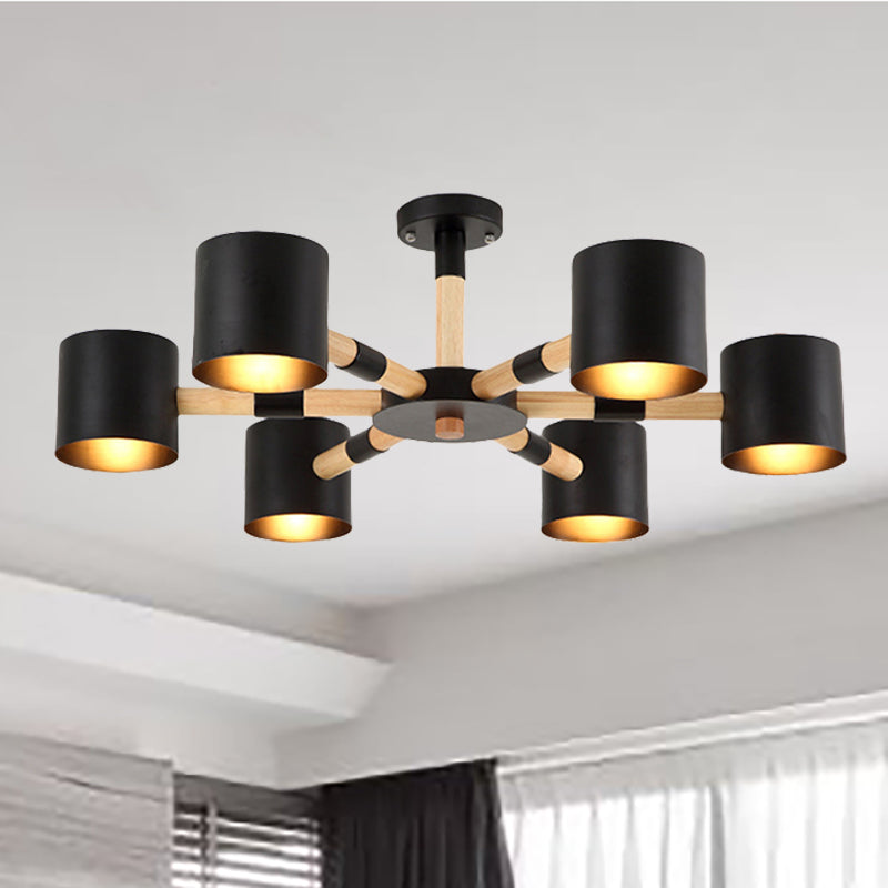 Cylinder Living Room Hanging Lights Metal Nordic Hanging Pendant Fixture Clearhalo 'Ceiling Lights' 'Chandeliers' Lighting' options 236374