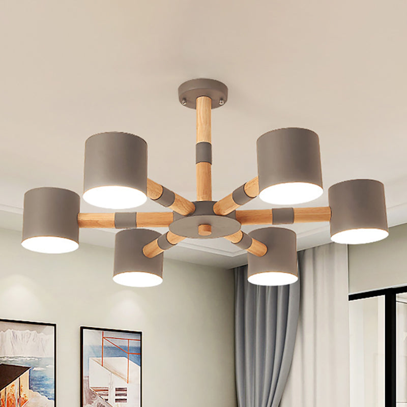 Cylinder Living Room Hanging Lights Metal Nordic Hanging Pendant Fixture Grey Clearhalo 'Ceiling Lights' 'Chandeliers' Lighting' options 236377_03ebd45b-f402-4677-92a6-3a955cab3a33