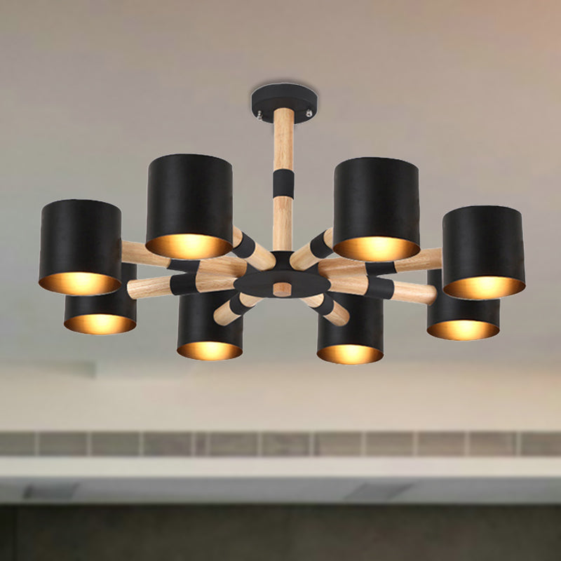Modern Style Cylinder Hanging Lamp Metal and Wood Hanging Lights for Living Room Clearhalo 'Ceiling Lights' 'Chandeliers' Lighting' options 236384