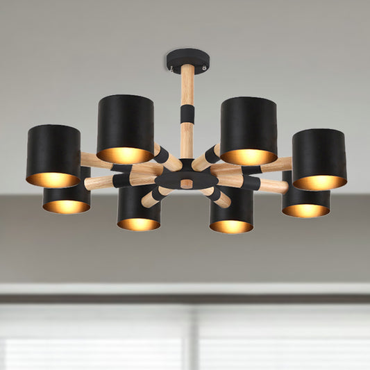 Modern Style Cylinder Hanging Lamp Metal and Wood Hanging Lights for Living Room Clearhalo 'Ceiling Lights' 'Chandeliers' Lighting' options 236385