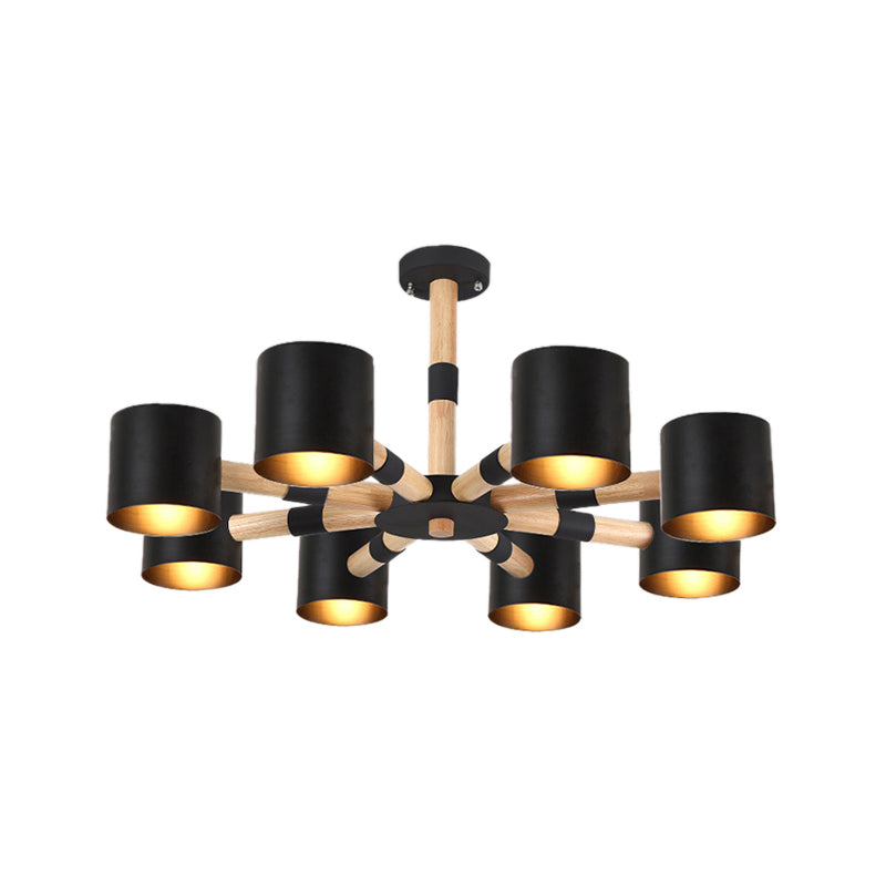 Modern Style Cylinder Hanging Lamp Metal and Wood Hanging Lights for Living Room Clearhalo 'Ceiling Lights' 'Chandeliers' Lighting' options 236386