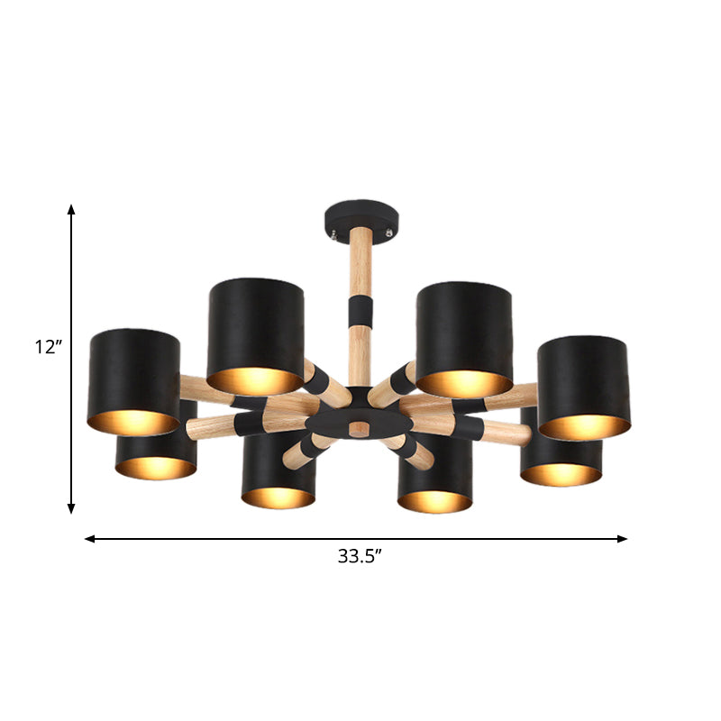 Modern Style Cylinder Hanging Lamp Metal and Wood Hanging Lights for Living Room Clearhalo 'Ceiling Lights' 'Chandeliers' Lighting' options 236387
