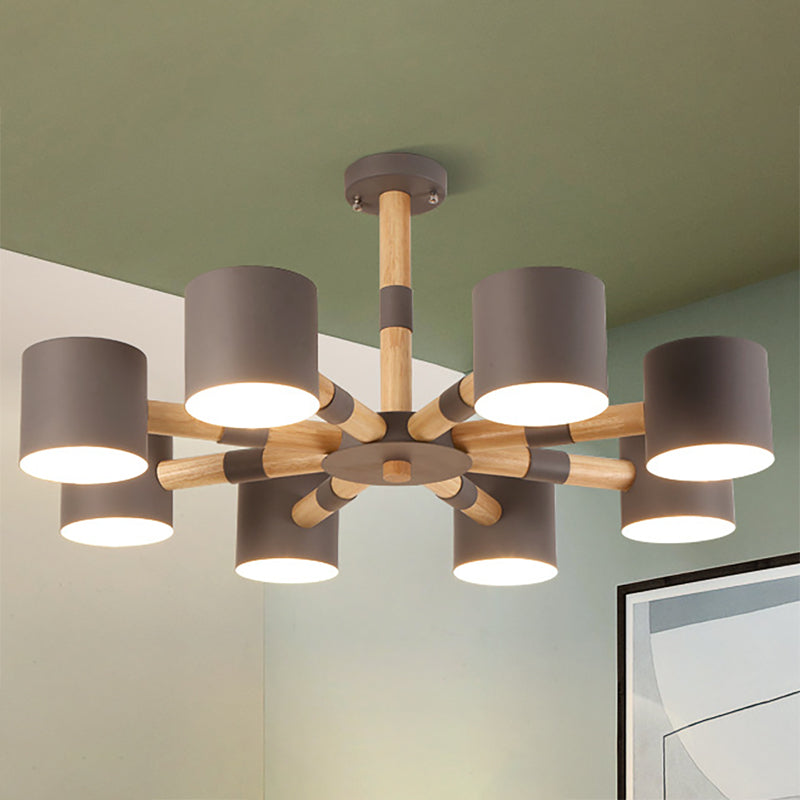 Modern Style Cylinder Hanging Lamp Metal and Wood Hanging Lights for Living Room Clearhalo 'Ceiling Lights' 'Chandeliers' Lighting' options 236389