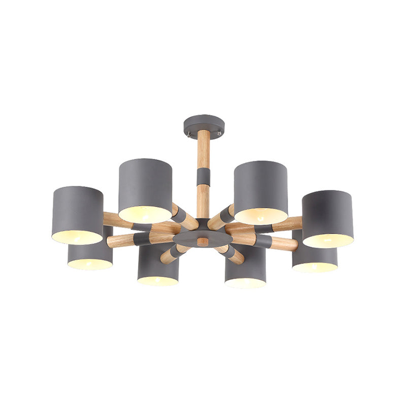 Modern Style Cylinder Hanging Lamp Metal and Wood Hanging Lights for Living Room Clearhalo 'Ceiling Lights' 'Chandeliers' Lighting' options 236390