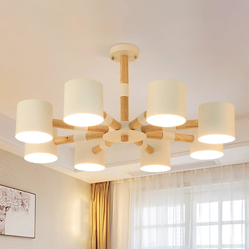 Modern Style Cylinder Hanging Lamp Metal and Wood Hanging Lights for Living Room Clearhalo 'Ceiling Lights' 'Chandeliers' Lighting' options 236391