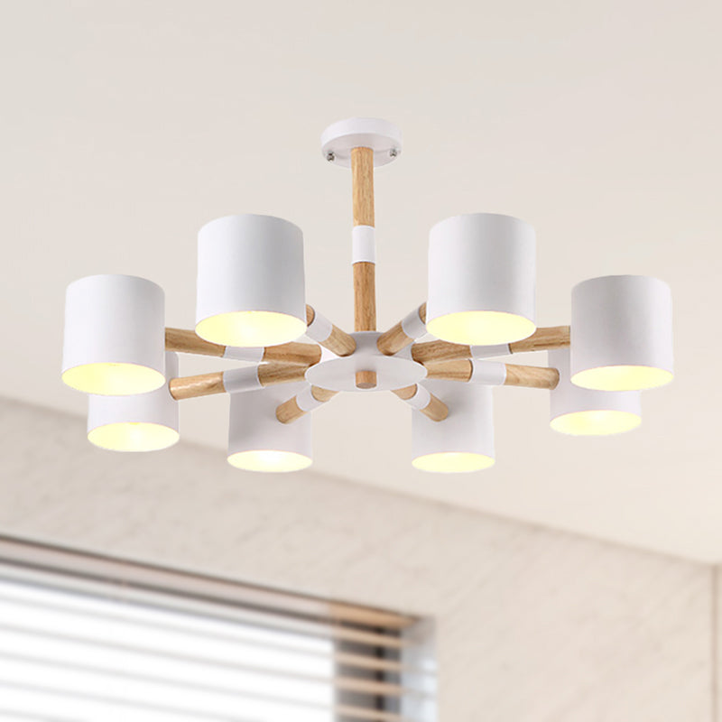 Modern Style Cylinder Hanging Lamp Metal and Wood Hanging Lights for Living Room Clearhalo 'Ceiling Lights' 'Chandeliers' Lighting' options 236392