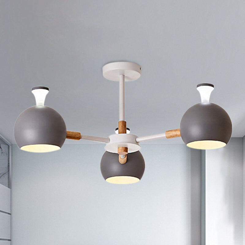 Modern Style Dome Hanging Ceiling Fixture 3 Lights Iron Pendant Light for Dining Room Grey Clearhalo 'Ceiling Lights' 'Chandeliers' Lighting' options 236429_87ca7e03-fbf3-4448-b3d9-7205ba730dcc