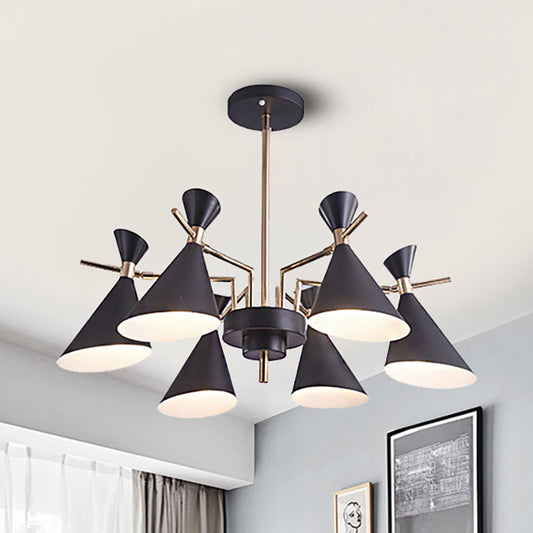 Living Room Horn Shape Pendant Light Fixture Metal Modern Style 6 Heads Hanging Lamp Clearhalo 'Ceiling Lights' 'Chandeliers' Lighting' options 236439
