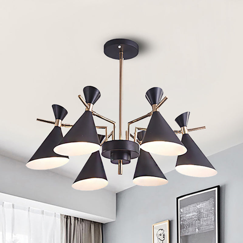 Living Room Horn Shape Pendant Light Fixture Metal Modern Style 6 Heads Hanging Lamp Black Clearhalo 'Ceiling Lights' 'Chandeliers' Lighting' options 236439_bfcc84d2-0e34-4ed3-ba58-89e95d0bc78a