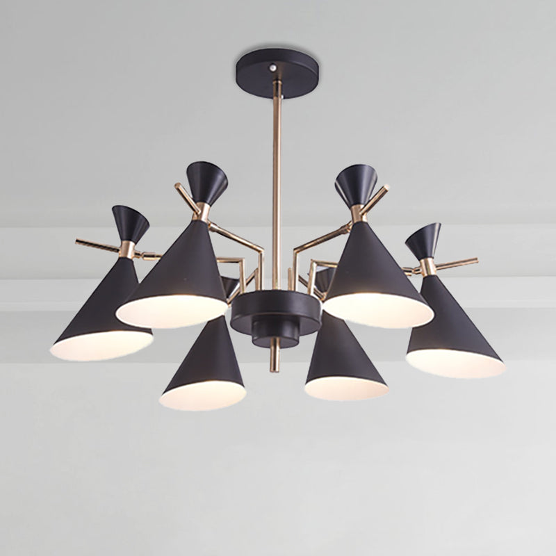 Living Room Horn Shape Pendant Light Fixture Metal Modern Style 6 Heads Hanging Lamp Clearhalo 'Ceiling Lights' 'Chandeliers' Lighting' options 236440