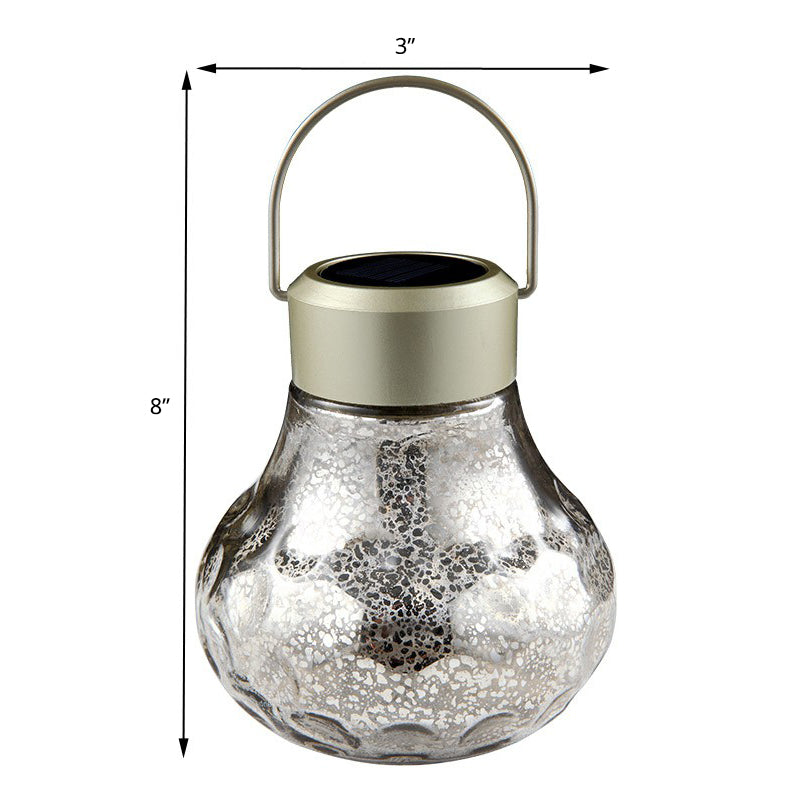 Pear Shaped Silver Glass Suspension Lamp Decorative Solar LED Hanging Light for Yard Clearhalo 'Ceiling Lights' 'Pendant Lights' 'Pendants' Lighting' 2364403