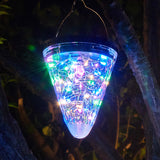 Conical Outdoor Solar Hanging Lamp Clear Glass Simplicity LED Suspension Light in Black Clear Solar Multi Color Clearhalo 'Ceiling Lights' 'Pendant Lights' 'Pendants' Lighting' 2364405