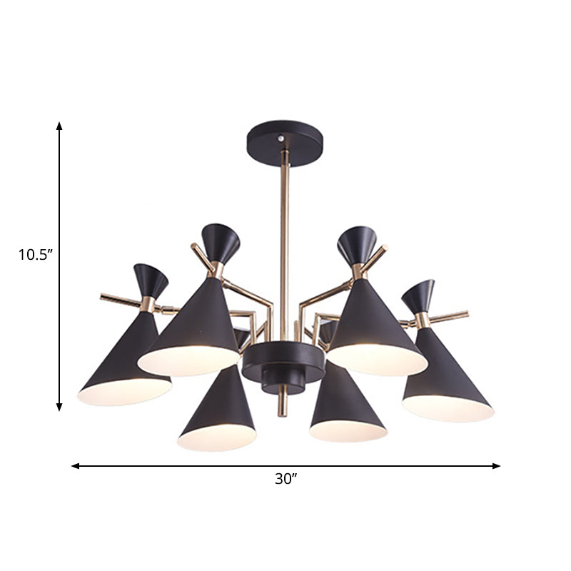 Living Room Horn Shape Pendant Light Fixture Metal Modern Style 6 Heads Hanging Lamp Clearhalo 'Ceiling Lights' 'Chandeliers' Lighting' options 236442