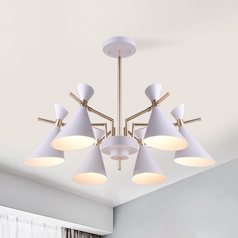 Living Room Horn Shape Pendant Light Fixture Metal Modern Style 6 Heads Hanging Lamp White Clearhalo 'Ceiling Lights' 'Chandeliers' Lighting' options 236443_8d96a9d2-ba28-44ed-ac8a-b00c00309e58