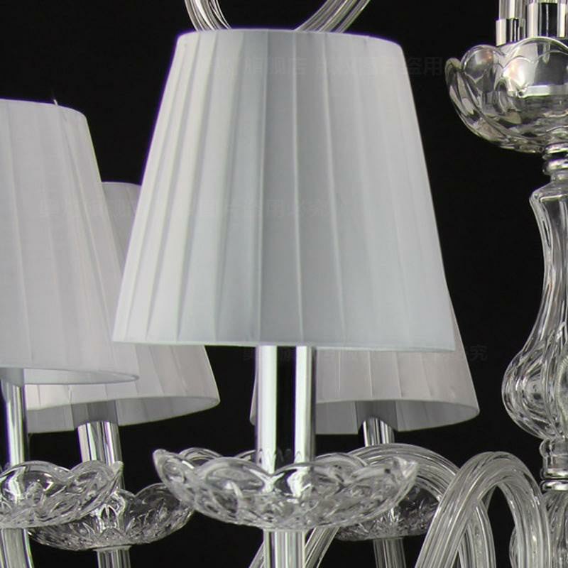 Pleated Fabric White Chandelier Empire Shade Transitional Pendant Light with Crystal Pendalogues Clearhalo 'Ceiling Lights' 'Chandeliers' Lighting' 2364512