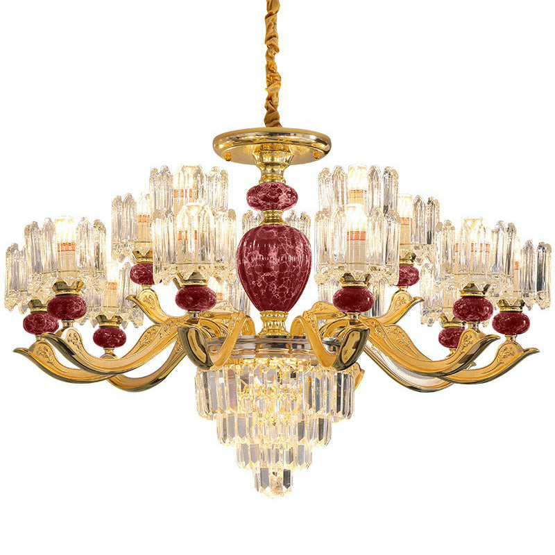 Prismatic Crystal Chandelier Vintage Cylindrical Dining Room Suspended Lighting Fixture Clearhalo 'Ceiling Lights' 'Chandeliers' Lighting' 2364528