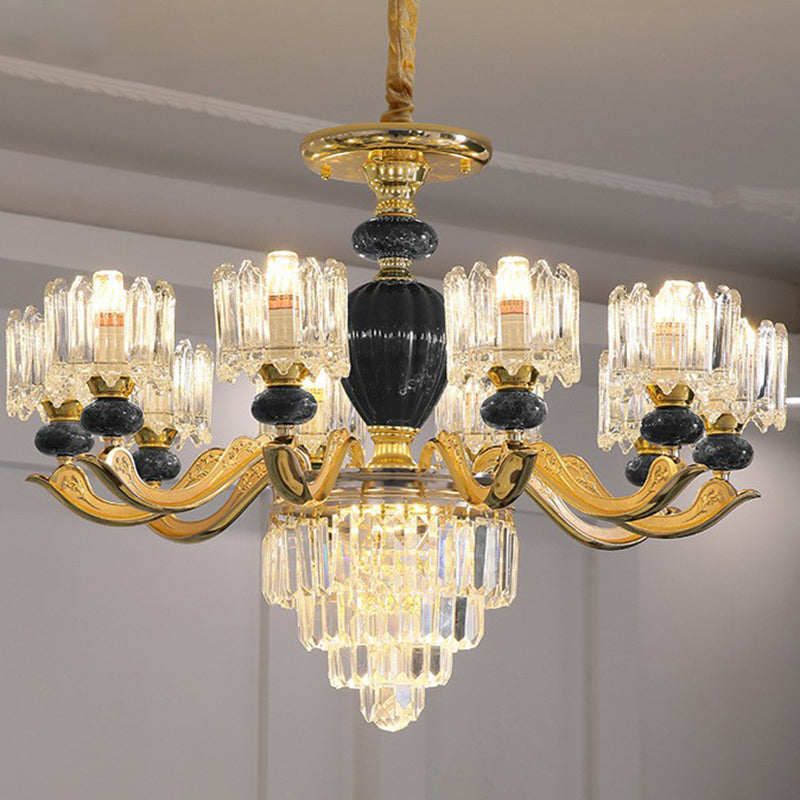 Prismatic Crystal Chandelier Vintage Cylindrical Dining Room Suspended Lighting Fixture Clearhalo 'Ceiling Lights' 'Chandeliers' Lighting' 2364533