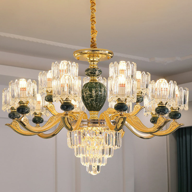 Prismatic Crystal Chandelier Vintage Cylindrical Dining Room Suspended Lighting Fixture Clearhalo 'Ceiling Lights' 'Chandeliers' Lighting' 2364542