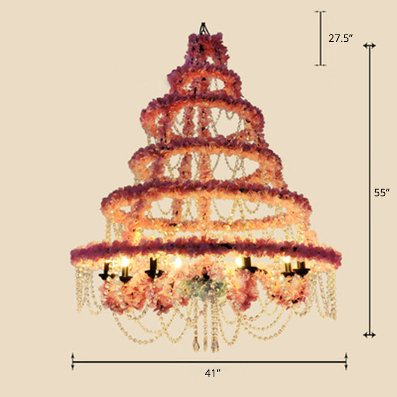 Candle Metal Pendant Chandelier Rustic Restaurant Ceiling Hang Light with Plant Decorations Clearhalo 'Cast Iron' 'Ceiling Lights' 'Chandeliers' 'Industrial Chandeliers' 'Industrial' 'Metal' 'Middle Century Chandeliers' 'Rustic Chandeliers' 'Tiffany' Lighting' 2364695