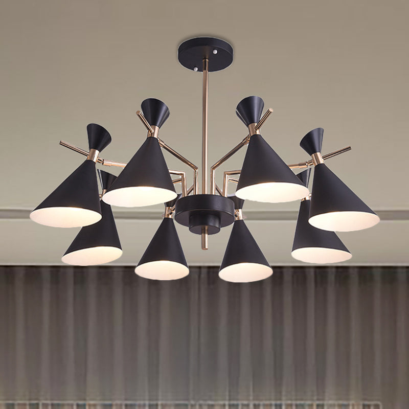 Metal Horn Shade Hanging Lamp 8 Lights Modern Pendant Lighting for Living Room Black Clearhalo 'Ceiling Lights' 'Chandeliers' Lighting' options 236469_94c8ada1-fcde-4848-89f0-4da9c3b7fc5b