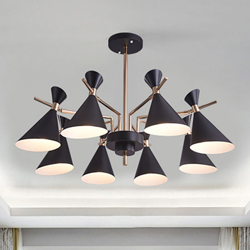 Metal Horn Shade Hanging Lamp 8 Lights Modern Pendant Lighting for Living Room Clearhalo 'Ceiling Lights' 'Chandeliers' Lighting' options 236470