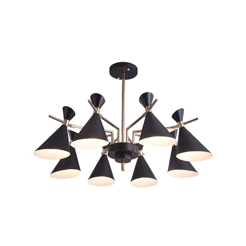 Metal Horn Shade Hanging Lamp 8 Lights Modern Pendant Lighting for Living Room Clearhalo 'Ceiling Lights' 'Chandeliers' Lighting' options 236471