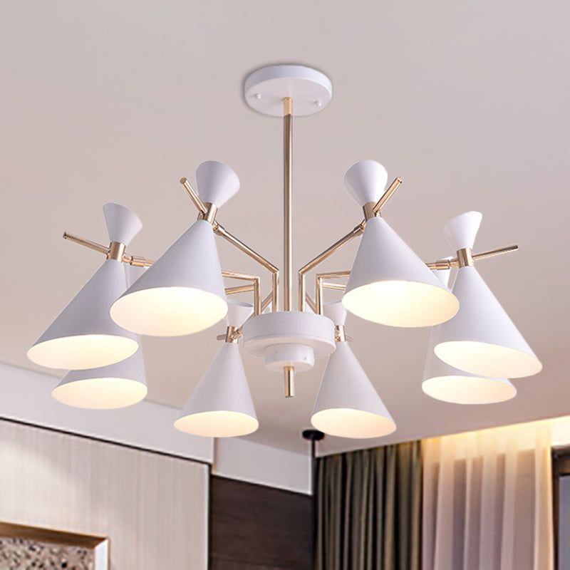 Metal Horn Shade Hanging Lamp 8 Lights Modern Pendant Lighting for Living Room Clearhalo 'Ceiling Lights' 'Chandeliers' Lighting' options 236474