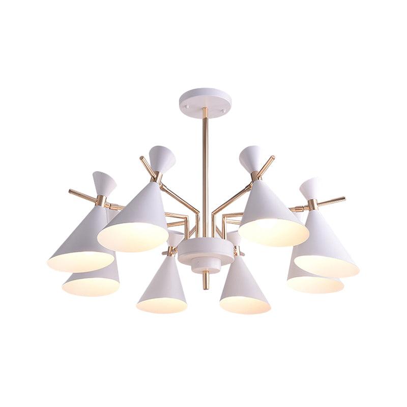 Metal Horn Shade Hanging Lamp 8 Lights Modern Pendant Lighting for Living Room Clearhalo 'Ceiling Lights' 'Chandeliers' Lighting' options 236475