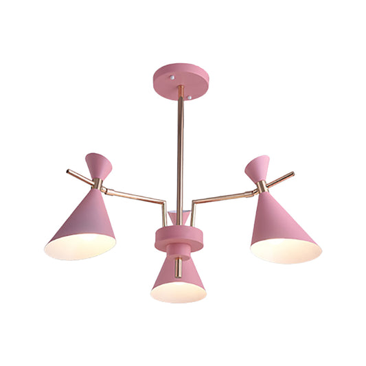 Nordic Hanging Lamp Fixture with Horn Shape 3 Lights Iron Hanging Lights for Dinging Room Clearhalo 'Ceiling Lights' 'Chandeliers' Lighting' options 236478