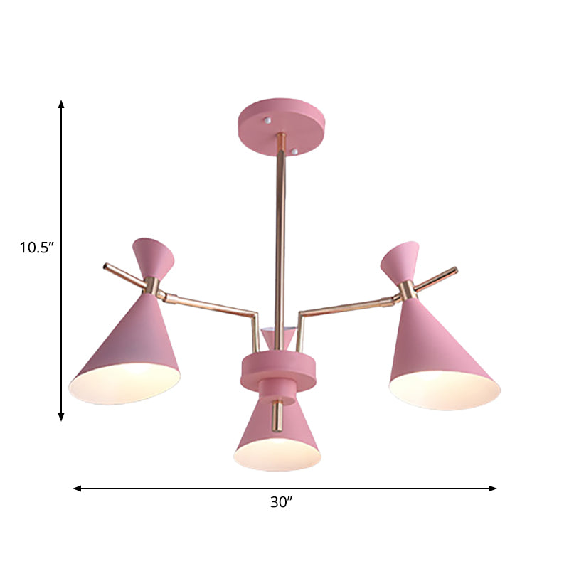 Nordic Hanging Lamp Fixture with Horn Shape 3 Lights Iron Hanging Lights for Dinging Room Clearhalo 'Ceiling Lights' 'Chandeliers' Lighting' options 236479
