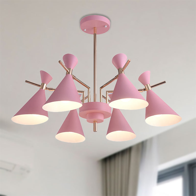 Bedroom Horn Shape Hanging Ceiling Lamp Metal Modern Style 6 Lights Hanging Chandelier Clearhalo 'Ceiling Lights' 'Chandeliers' Lighting' options 236484