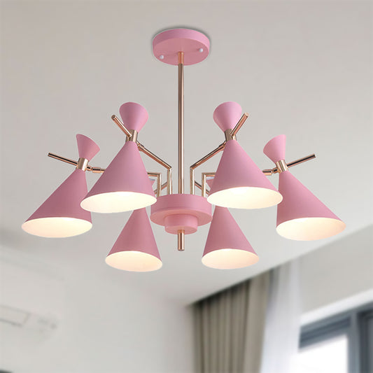 Bedroom Horn Shape Hanging Ceiling Lamp Metal Modern Style 6 Lights Hanging Chandelier Clearhalo 'Ceiling Lights' 'Chandeliers' Lighting' options 236484