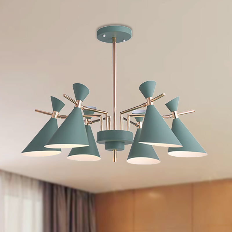 Bedroom Horn Shape Hanging Ceiling Lamp Metal Modern Style 6 Lights Hanging Chandelier Green Clearhalo 'Ceiling Lights' 'Chandeliers' Lighting' options 236488_527ac00f-90c3-44db-b343-2abd7b1fa9ef