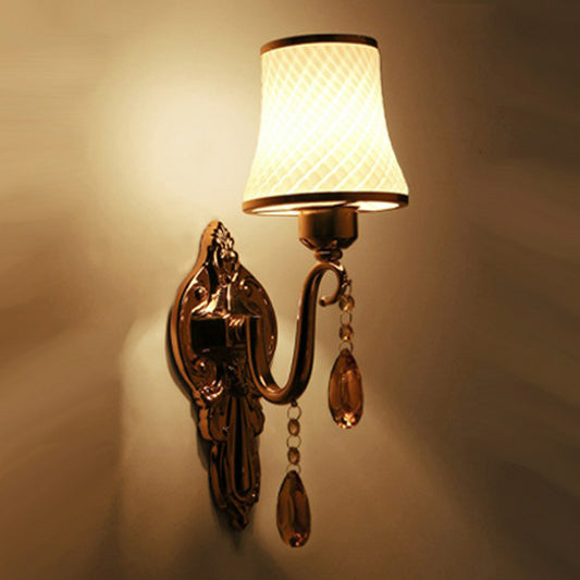 Bronze Flared Wall Mounted Lamp Traditional Twist Glass Bedroom Reading Wall Light with Crystal Deco Clearhalo 'Wall Lamps & Sconces' 'Wall Lights' Lighting' 2365110