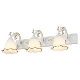 Floral Bathroom Vanity Wall Light Fixture Vintage Style Opal Glass Wall Sconce Lighting Clearhalo 'Vanity Lights' 'Wall Lights' Lighting' 2365124