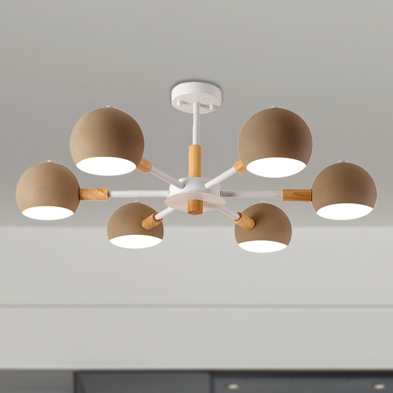 Modern Orb Hanging Chandelier 6 Lights Metal Hanging Pendant Fixture for Living Room Khaki Clearhalo 'Ceiling Lights' 'Chandeliers' Lighting' options 236520_17e58ea2-df2e-481c-ad9f-f4187489fa46