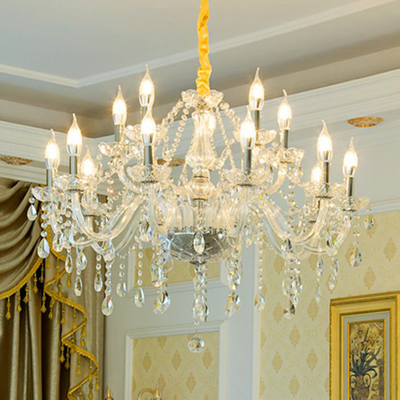 Baroque Candelabra Chandelier Clear Crystal Pendant Light Fixture for Dining Room Clearhalo 'Ceiling Lights' 'Chandeliers' Lighting' options 2365210