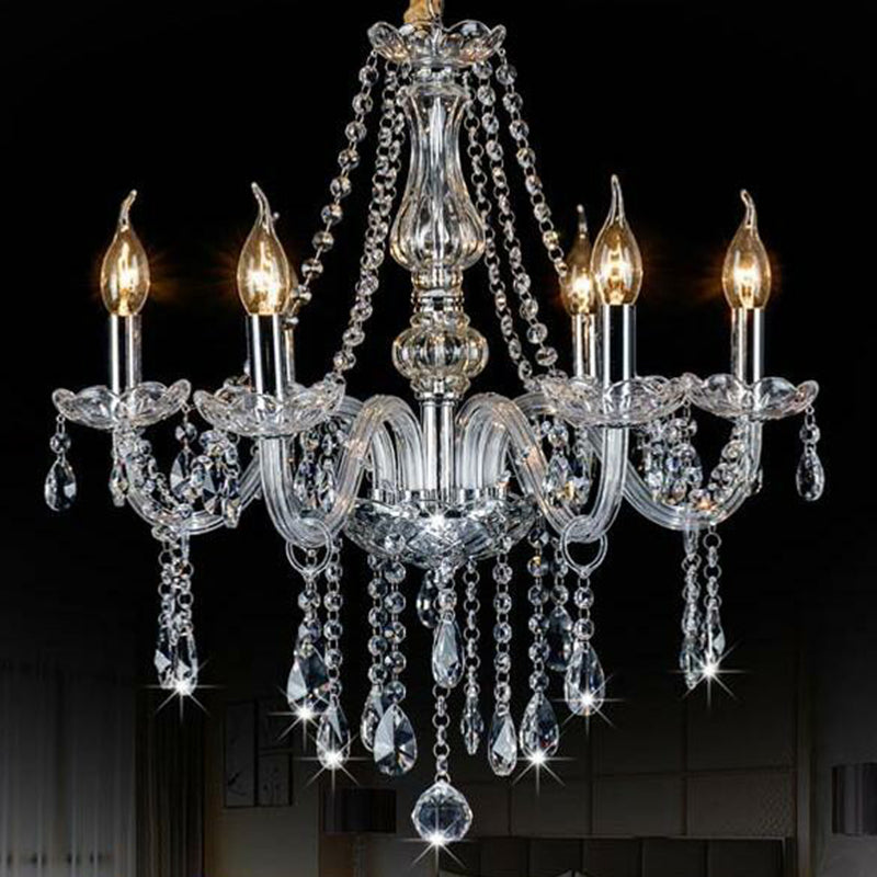 Baroque Candelabra Chandelier Clear Crystal Pendant Light Fixture for Dining Room Clearhalo 'Ceiling Lights' 'Chandeliers' Lighting' options 2365211