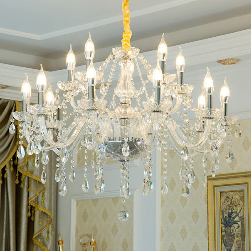 Baroque Candelabra Chandelier Clear Crystal Pendant Light Fixture for Dining Room Clearhalo 'Ceiling Lights' 'Chandeliers' Lighting' options 2365212