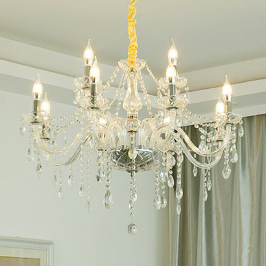 Baroque Candelabra Chandelier Clear Crystal Pendant Light Fixture for Dining Room Clearhalo 'Ceiling Lights' 'Chandeliers' Lighting' options 2365213