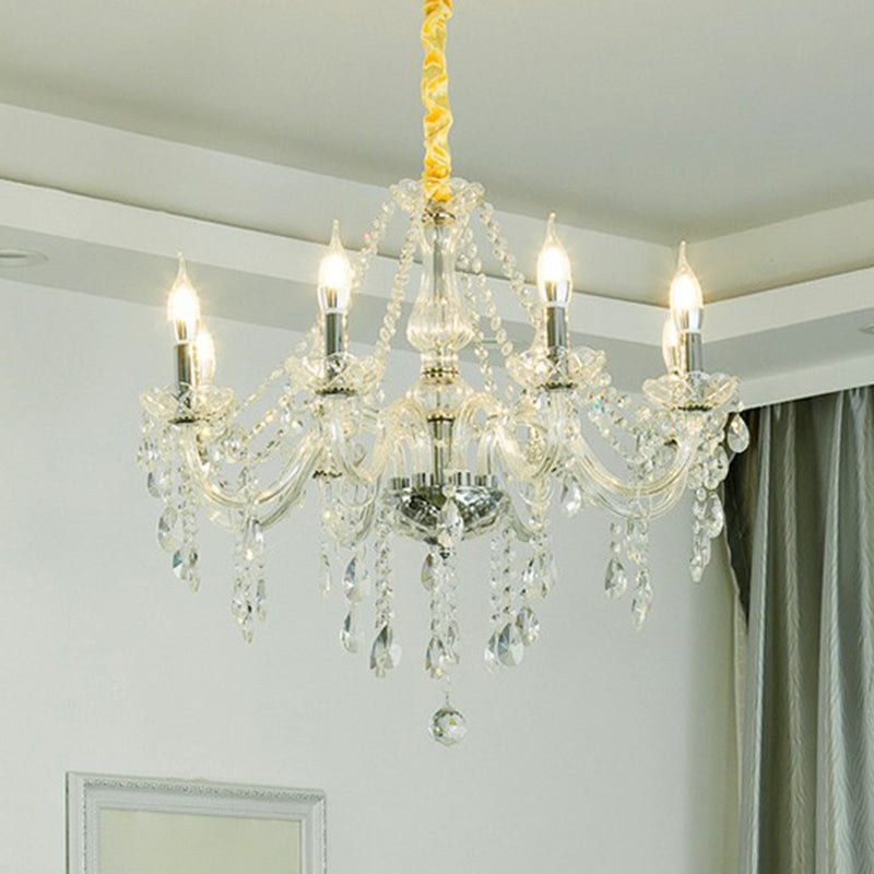 Baroque Candelabra Chandelier Clear Crystal Pendant Light Fixture for Dining Room Clearhalo 'Ceiling Lights' 'Chandeliers' Lighting' options 2365215