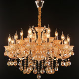 Amber Glass Candle Chandelier Lamp Traditional Living Room Suspension Light in Gold with Crystal Decor 18 Gold Clearhalo 'Ceiling Lights' 'Chandeliers' Lighting' 2365221