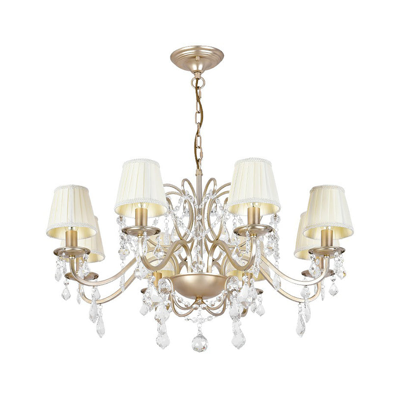 Metal Gold Finish Pendant Light Candlestick Traditional Chandelier with Crystal Decorations Clearhalo 'Ceiling Lights' 'Chandeliers' Lighting' 2365231