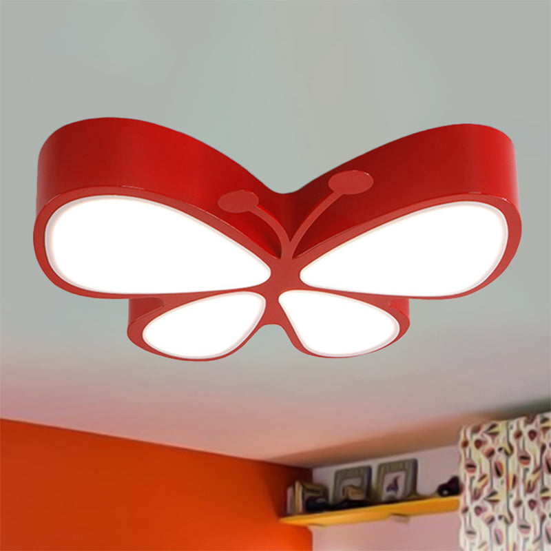 Butterfly LED Flush Ceiling Light Contemporary Metal LED Ceiling Fixture for Classroom Red Clearhalo 'Ceiling Lights' 'Close To Ceiling Lights' 'Close to ceiling' 'Flush mount' Lighting' 236526