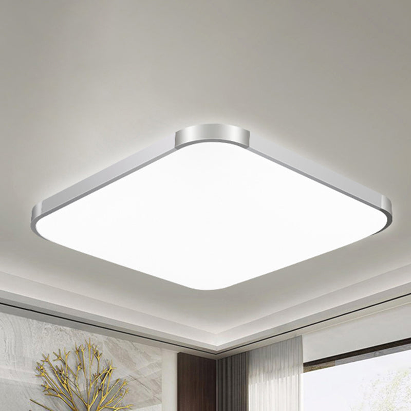 Flat Panel Flush Ceiling Light with Acrylic Diffuser Simple Style White/Silver LED Ceiling Fixture for Living Room in White, 21"/25.5"/36.5" W Silver Clearhalo 'Ceiling Lights' 'Close To Ceiling Lights' 'Close to ceiling' 'Flush mount' Lighting' 236539